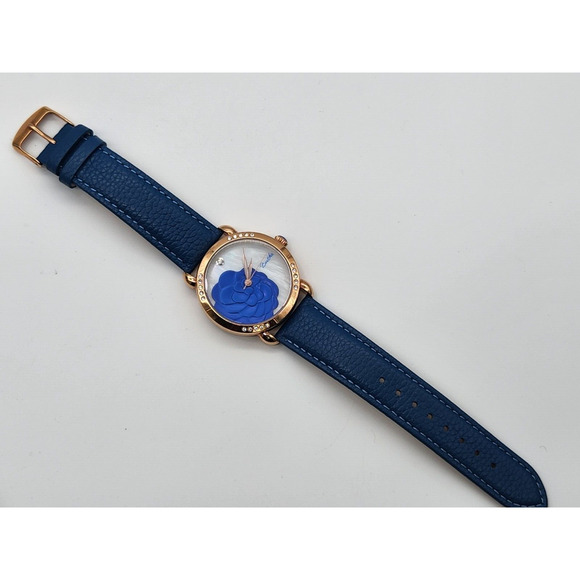Bertha Quartz Daphne Collection Rose Gold And Blue Leather Watch 38mm - Picture 6 of 11
